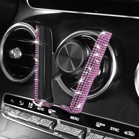 حامل هاتف Bling Car ، Crystal Rhinestone Mini Mini Dash Air Vation Hound ، 360 ° Diamond Dashield Windshield Smarthield Smart ، Universal Automotive Accessories (Pink) in Kuwait