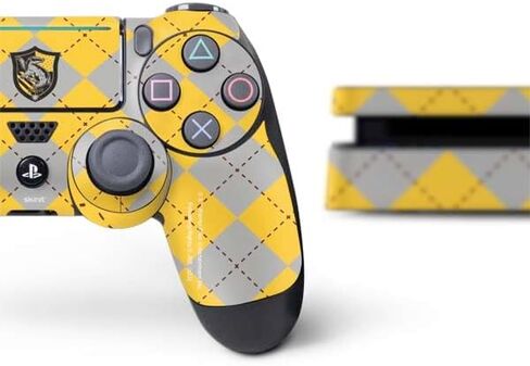Skinit Decal Gaming Skin Compatible with PS4 Slim Bundle - Officially Licensed Wizarding World Harry Potter Hufflepuff Crest Design in Saudi Arabia