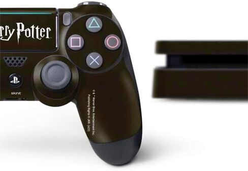 Skinit Decal Gaming Skin Compatible with PS4 Slim Bundle - Officially Licensed Wizarding World Harry Potter Hufflepuff Crest Design in Saudi Arabia