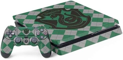 Skinit Decal Gaming Skin Compatible with PS4 Slim Bundle - Officially Licensed Wizarding World Harry Potter Hufflepuff Crest Design in Saudi Arabia