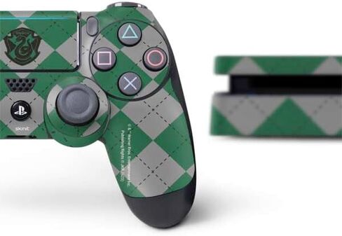 Skinit Decal Gaming Skin Compatible with PS4 Slim Bundle - Officially Licensed Wizarding World Harry Potter Hufflepuff Crest Design in Saudi Arabia