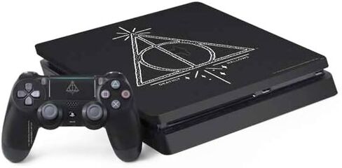 Skinit Decal Gaming Skin Compatible with PS4 Slim Bundle - Officially Licensed Wizarding World Harry Potter Hufflepuff Crest Design in Saudi Arabia