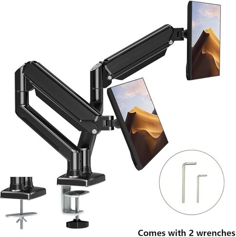 Monitor Arm Screen for 2 Screens Desktop Mounting Bracket with 2 Arms for 13" - 32" 2-8kg Monitors Support 360° Adjustment in Kuwait