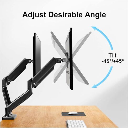 Monitor Arm Screen for 2 Screens Desktop Mounting Bracket with 2 Arms for 13" - 32" 2-8kg Monitors Support 360° Adjustment in Kuwait