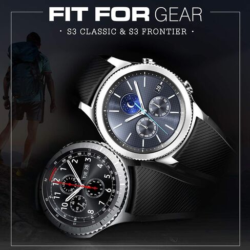Timovo Band متوافق مع Samsung Gear S3 Frontier/Galaxy Watch 3 45mm/Galaxy Watch 46mm ، 22 مم حزام سيليكون ناعم Fit S3 Classic/Huawei Watch GT3 46mm/GT/GT2 46mm/Ticwatch Pro 3 - Black in Saudi Arabia