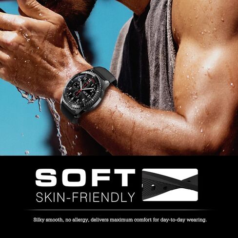 Timovo Band متوافق مع Samsung Gear S3 Frontier/Galaxy Watch 3 45mm/Galaxy Watch 46mm ، 22 مم حزام سيليكون ناعم Fit S3 Classic/Huawei Watch GT3 46mm/GT/GT2 46mm/Ticwatch Pro 3 - Black in Saudi Arabia