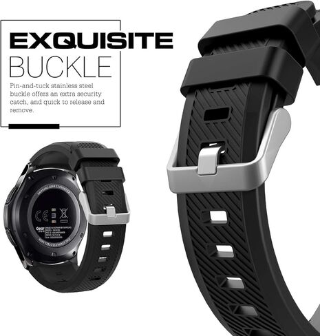 Timovo Band متوافق مع Samsung Gear S3 Frontier/Galaxy Watch 3 45mm/Galaxy Watch 46mm ، 22 مم حزام سيليكون ناعم Fit S3 Classic/Huawei Watch GT3 46mm/GT/GT2 46mm/Ticwatch Pro 3 - Black in Saudi Arabia