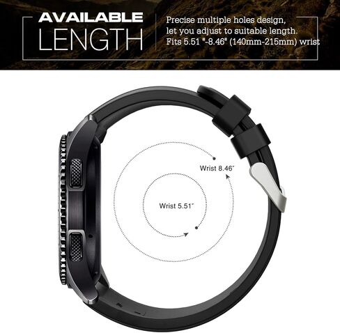 Timovo Band متوافق مع Samsung Gear S3 Frontier/Galaxy Watch 3 45mm/Galaxy Watch 46mm ، 22 مم حزام سيليكون ناعم Fit S3 Classic/Huawei Watch GT3 46mm/GT/GT2 46mm/Ticwatch Pro 3 - Black in Saudi Arabia