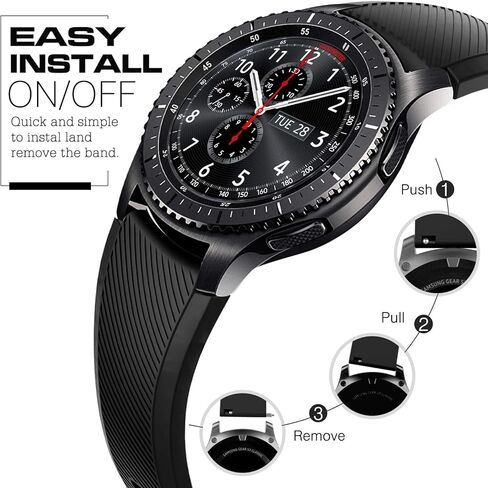 Timovo Band متوافق مع Samsung Gear S3 Frontier/Galaxy Watch 3 45mm/Galaxy Watch 46mm ، 22 مم حزام سيليكون ناعم Fit S3 Classic/Huawei Watch GT3 46mm/GT/GT2 46mm/Ticwatch Pro 3 - Black in Saudi Arabia