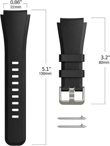Timovo Band متوافق مع Samsung Gear S3 Frontier/Galaxy Watch 3 45mm/Galaxy Watch 46mm ، 22 مم حزام سيليكون ناعم Fit S3 Classic/Huawei Watch GT3 46mm/GT/GT2 46mm/Ticwatch Pro 3 - Black in Saudi Arabia