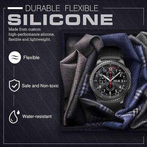 Timovo Band متوافق مع Samsung Gear S3 Frontier/Galaxy Watch 3 45mm/Galaxy Watch 46mm ، 22 مم حزام سيليكون ناعم Fit S3 Classic/Huawei Watch GT3 46mm/GT/GT2 46mm/Ticwatch Pro 3 - Black in Saudi Arabia