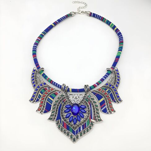 Ethnic Style Chunky Colorful Collar Festival Tribal Beaded Boho Choker Costume Necklace for Women Gift in Kuwait