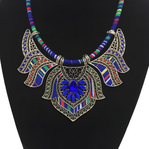 Ethnic Style Chunky Colorful Collar Festival Tribal Beaded Boho Choker Costume Necklace for Women Gift in Kuwait