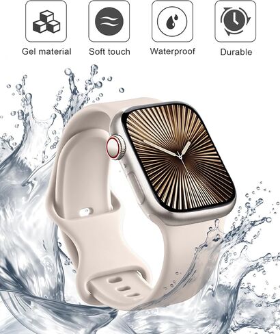 فرقة سيليكون رياضية متوفرة مع فرق Apple Watch 40mm 38mm 41mm 42mm 44mm 45mm 46mm 49mm نساء الرجال ، حزام رياضة ناعم للماء لـ Iwatch Bands Series 10 9 8 7 6 5 4 3 2 1 SE Ultra in Kuwait