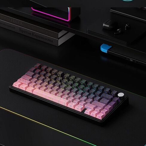 Black Pink PBT Keycaps - Shine Through Contour Design Key caps Set for Mechanical Keyboard,Cherry Profile for TKL US Layout Mechanical Keyboard(135 Keys) in Saudi Arabia