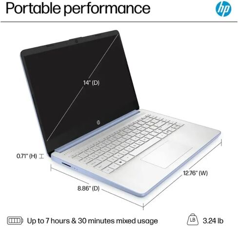 HP 2025 Student Business Laptop, Intel Processor N150(up to 3.6 GHz), 14 Inch LED Screen,16G RAM, 128GB Storange,1 Year Office 365, Windows 11 Home,w/YYY Accessories,Honey Lavender in Kuwait