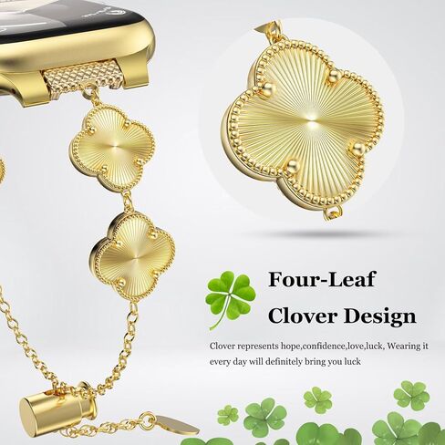 YMHML Lucky Clover Band متوافق مع فرق Watch Wath For Women 40mm 41mm 42mm 44mm 45mm 46mm 49mm 38mm ، سوار قابل للتعديل ، حزام معدني مجوهرات متآكلة لسلسلة IWatch 10 9 8 7 6 5 4 3 Se Ultra in Saudi Arabia
