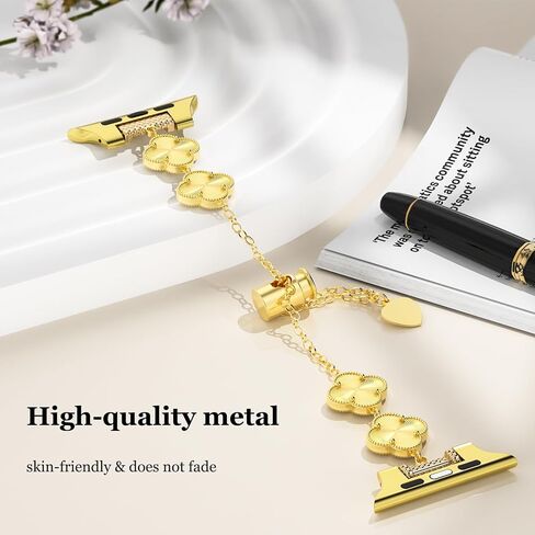 YMHML Lucky Clover Band متوافق مع فرق Watch Wath For Women 40mm 41mm 42mm 44mm 45mm 46mm 49mm 38mm ، سوار قابل للتعديل ، حزام معدني مجوهرات متآكلة لسلسلة IWatch 10 9 8 7 6 5 4 3 Se Ultra in Saudi Arabia