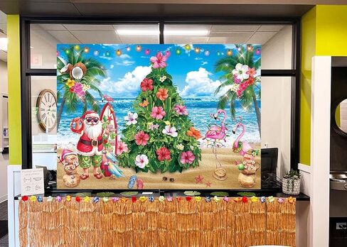 عيد الميلاد في يوليو الخلفية 7x5ft يوليو صيف هاواي شاطئ استوائي فلامنغو التصوير الفوتوغرافي الخلفية in Kuwait