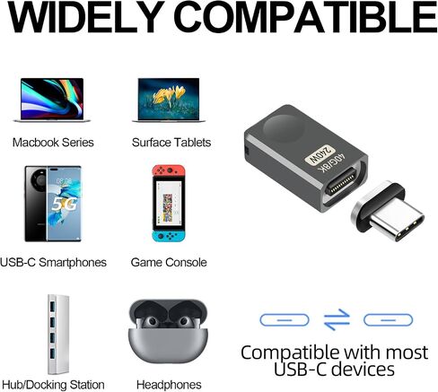محول USB C المغناطيسي ، 40 جيجابت في الثانية 24pins موصل Type-C متوافق مع Thunderbolt3 USB4.0 ، شحن PD 240W ، 8K@60Hz 4K@144Hz مخرج الفيديو ، متوافق مع MacBook Pro Air والمزيد من النوع C الجهاز C in Kuwait