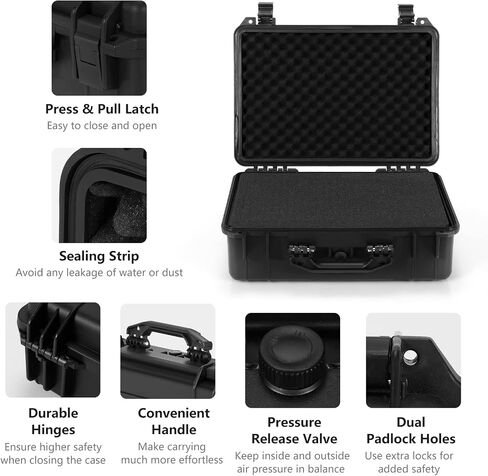 COSTWAY Waterproof Hard Case, 22-Inch Multi-Purpose Small Camera Dry Box with DIY Customizable Foam Insert, IP66 Rated Dustproof Shockproof, Portable Protective Case for Electronics, Drones, Black in Saudi Arabia