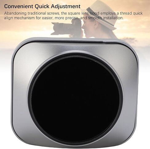 GOWENIC 55mm Square Lens Hood, Camera Shade Metal Lens Hood for DSLR with Thread Mechanism Non - Reflective Matte Finish (Silver) in Kuwait
