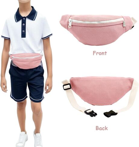 amokk Canvas Fanny Pack for Kids Crossbody Waist Bag for Unisex Toddler Boys Girls (Light Denim) in Kuwait