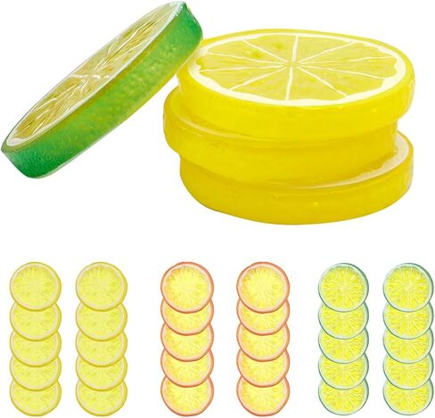 30 PCS Artificial Lemon Slices - Simulation Lemon Slices Plastic Fake Fruit Artificial Lifelike Small Fruit Model for Home Kitchen Table Party Decor Photography Prop Wedding Decoration (Orange) in Kuwait
