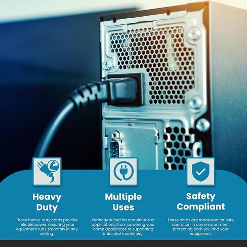 IronBox Electric - Heavy Duty 5-15P to C19 Power Cord - 15A, 125V, 14/3 SJT Jacket - Computer Power Supply Extension Cords - PSU Wire Connectors - Versatile for Home and Office Use(Black, 1 Foot) in Saudi Arabia