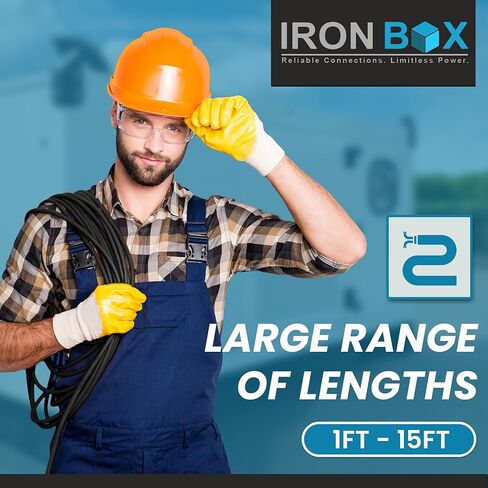 IronBox Electric - Heavy Duty 5-15P to C19 Power Cord - 15A, 125V, 14/3 SJT Jacket - Computer Power Supply Extension Cords - PSU Wire Connectors - Versatile for Home and Office Use(Black, 1 Foot) in Saudi Arabia