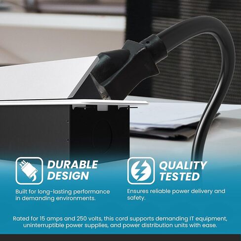 Ironbox Electric - سلك الطاقة الثقيل إلى C19 - تم تقييمه لـ 15A/250V ، 12/3 AWG SJT سترة - كابل طاقة متين للخوادم ، PDU ، معدات تكنولوجيا المعلومات - مثالية لمراكز البيانات والمكاتب (6 أقدام ، مصبوب) in Saudi Arabia
