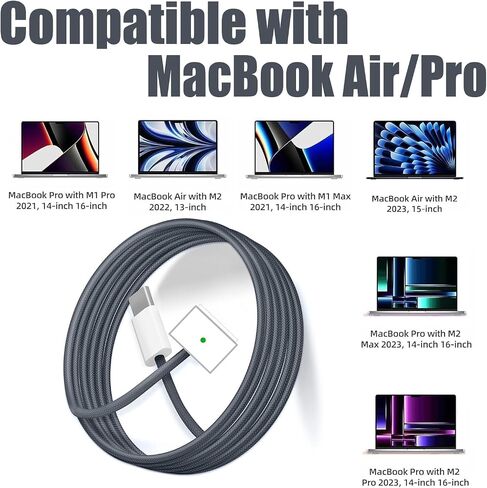 140W USB-C إلى MAGNECT 3 CABLE (2M/6.6 قدم) ، متوافق مع MAC AIR 2023/2022 (M2) ، MAC Pro 2023 (M1 ، M2 ، M3 13-16 Inch) ، MacBook Pro Charger Cord (M2 ، M3 ، M4) in Kuwait
