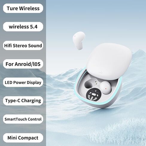 براعم الأذن للنوم ، سماعات أذن لاسلكية حقيقية ، 2025 Ultra-Mini Bluetooth 5.4 سماعات الأذن للنوم الجانبي ، Hi-Fi Stereo 3D Bass Lovehers Headphones Bluetooth مريحة أسود غير مرئي in Kuwait