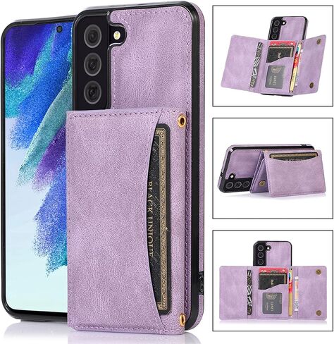 تصميم NKECXKJ لـ Samsung Galaxy S22 5G Wallet Case with Glass Glass Screen Protector Pu Leather Card Card Slot Slot Phone Phone Cover Kickstand Froofchproof Cover for Men 6.1 Inch Black in Kuwait