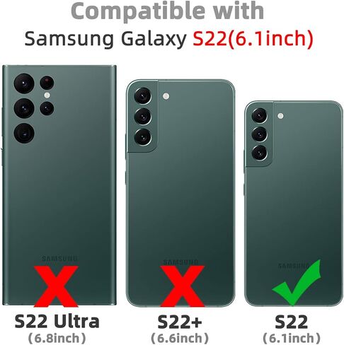 تصميم NKECXKJ لـ Samsung Galaxy S22 5G Wallet Case with Glass Glass Screen Protector Pu Leather Card Card Slot Slot Phone Phone Cover Kickstand Froofchproof Cover for Men 6.1 Inch Black in Kuwait