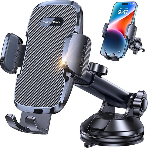 Car Phone Holder Mount【Windshield+Vent+Dash】Suction Cup Phone Holders for Your Car Dashboard 【Strongest Suction】Phone Mount for Truck Stand Dashboard car mount for iPhone Samsung Android in Saudi Arabia