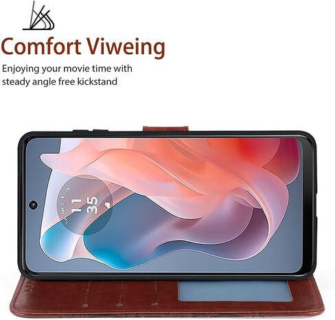 حالة Moto G Play 2024 4G / Moto G Play Gen3: Flip Case مع حامي الشاشة الزجاجية المقسى ، محفظة جلدية ، Kickstand ، غطاء الإغلاق المغناطيسي لـ Motorola Moto G Play 2024 Brown in Kuwait