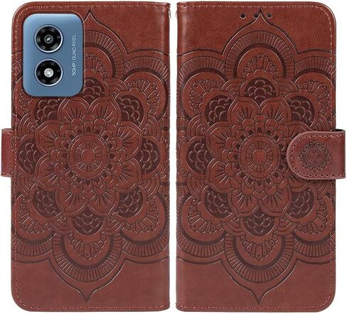حالة Moto G Play 2024 4G / Moto G Play Gen3: Flip Case مع حامي الشاشة الزجاجية المقسى ، محفظة جلدية ، Kickstand ، غطاء الإغلاق المغناطيسي لـ Motorola Moto G Play 2024 Brown in Kuwait