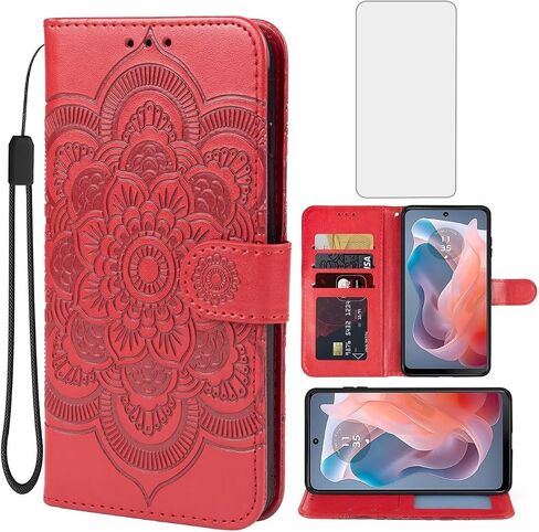 حالة Moto G Play 2024 4G / Moto G Play Gen3: Flip Case مع حامي الشاشة الزجاجية المقسى ، محفظة جلدية ، Kickstand ، غطاء الإغلاق المغناطيسي لـ Motorola Moto G Play 2024 Brown in Kuwait
