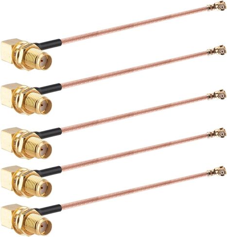 OneLinkmore RG178 UFL SMA Coaxial Cable ، U.FL IPX MHF1 إلى SMA أنثى الزاوية اليمنى الزاوية الصياغة كابل تمديد الخسارة المنخفضة لتراسيم Wi-Fi ، الهوائي ، حزمة Mini PCI من 5 in Saudi Arabia