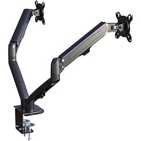 G08-24 Dual Monitor Desk Mount Bracket for 13 to 27 Inch LCD Screens, Swivel and Tilt Adjustable Dual Arm Desk Mount