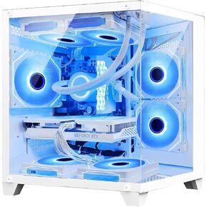 Panorama Gaming PC White -Intel i7-12700F 2.1GHz -GeForce RTX 4060 8GB -32GB DDR4 3200MHz- 1TB M.2 SSD -RGB Fans -WiFi & BT, HDMI - Liquid Cooler- Windows 11 Pro Desktop