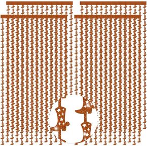Pasimy 4 Pcs Western Party Decorations 3. 3 x 6. 6 ft Glitter Backdrop Boot Tinsel Foil Fringe Curtains for Cowboy Cowgirl Bachelorette Disco Birthday Photo Booth Ranch Party Decor (Laser Brown)