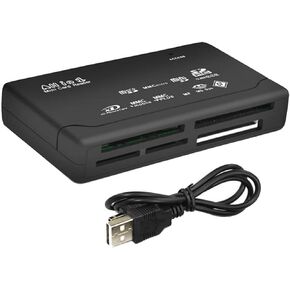 Card Reader USB2.0 Memory Card Reader Fast Data Transmission Card Reader Support TF SD Mini SD MS XD Black
