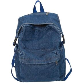 Classic Retro Denim Backpack Y2K Aesthetic Shoulder Bag Lightweight Daypack Casual Jeans Backpack for College (Black)