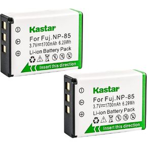 بطارية Kastar (2 عبوة) لـ Fujifilm NP-85 ، BC-85 ، BC-85A ، تعمل مع Fujifilm Finepix S1 ، FinePix SL240 ، FinePix SL260 ، FinePix SL280 ، Finepix SL300 ، FinePix SL305 ، Finepix SL1000 Cameras