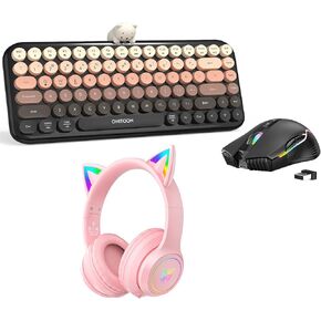 سماعات Cat Ear Bluetooth و 84 Key Bluetooth اللاسلكية لوحة المفاتيح و RGB اللاسلكية الماوس