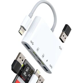 Lightning to SD Card Reader USB Adapter(6in1)for iPhone14 13Pro Max for Apple MFi Certified Charger Connector Digital Camera Micro SD TF Memory for iPad OTG Cable 3.0 Converter Photo Transfer External