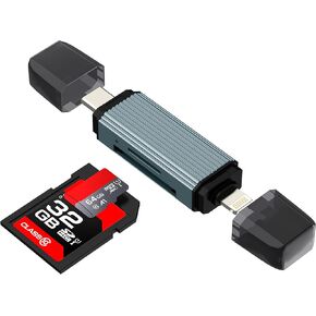 USB C Lightning to SD Card Reader (2 في 1) لـ iPhone 16 15 14 Digital Camera Micro SD TF Memory Transfer for Apple for iPad MacBook OTG Adapter متوافق مع Samsung Type C Converter Android Car Car