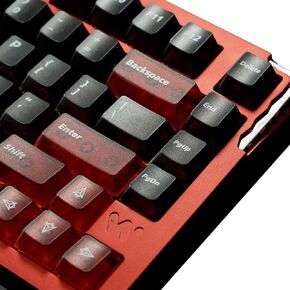 Black and red Theme Misty Gloss PC, Cherry Profile 120 Keys Custom keycaps (for ANSI Layout), MX switches Mechanical Gaming Keyboard